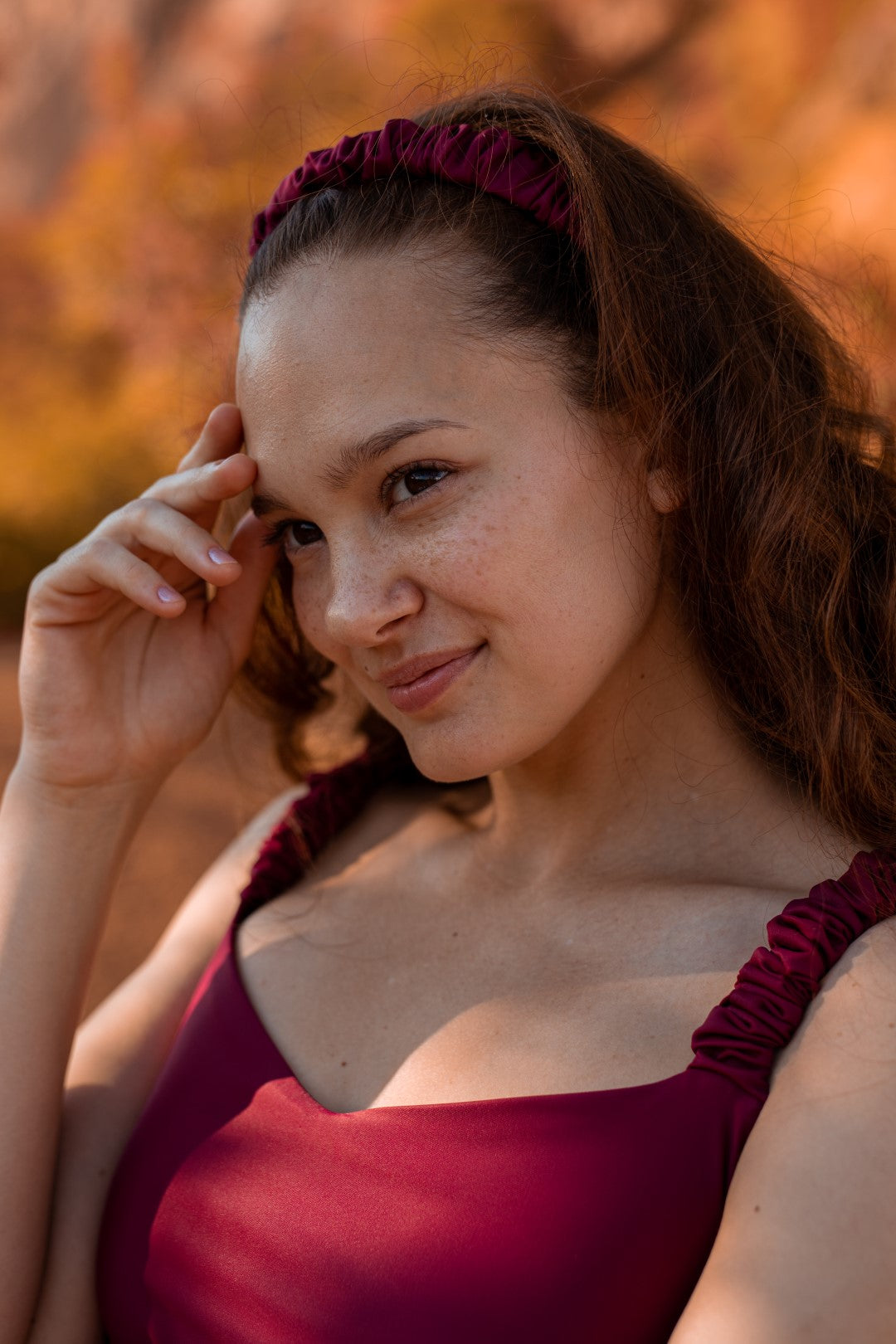 Burgundy Esther workout headband