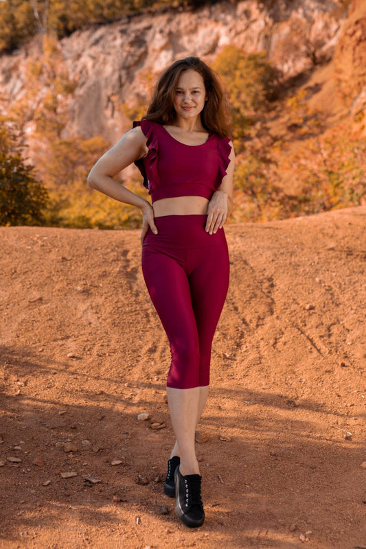 Burgundy Viola active wear crop top