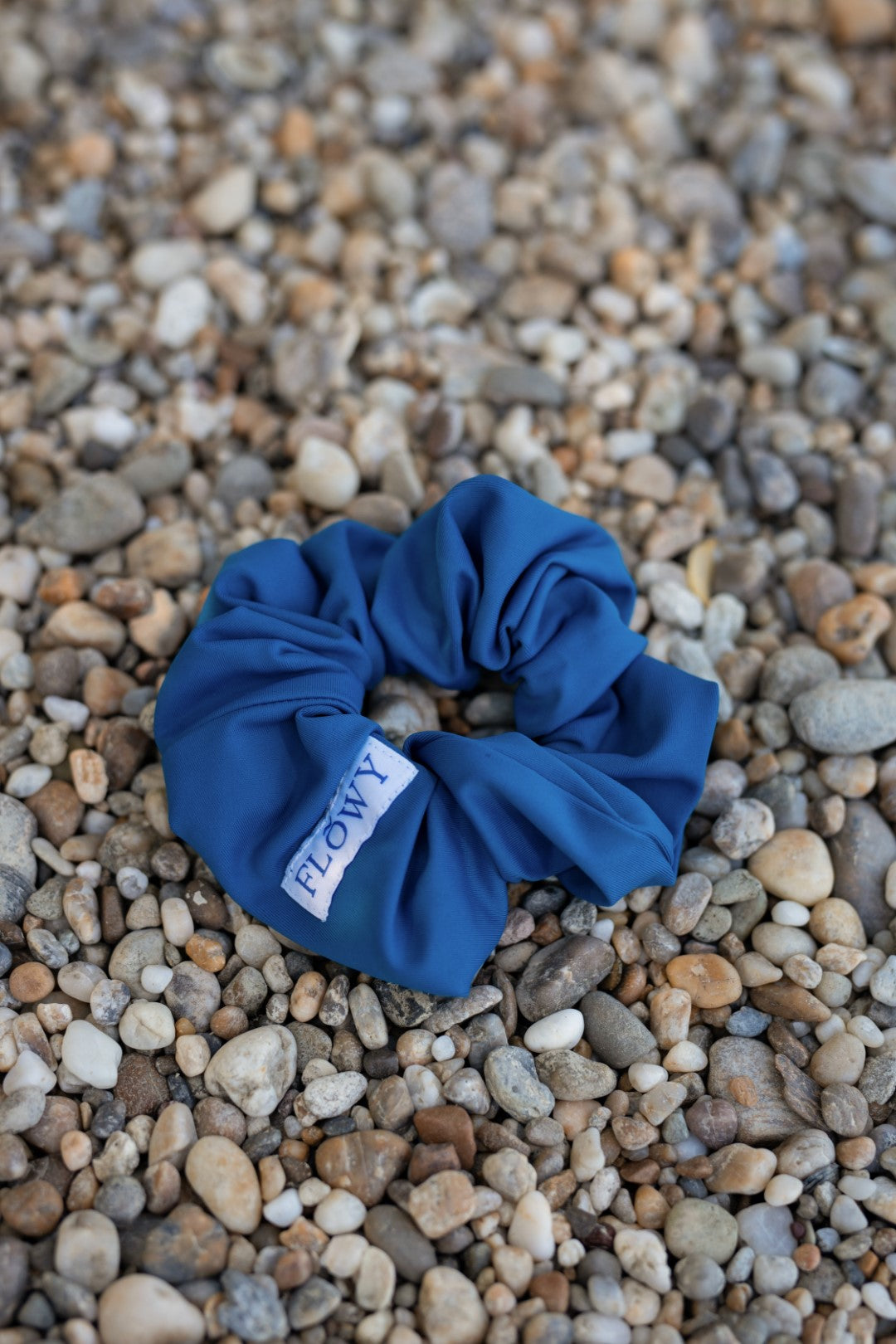 Blue Giselle Scrunchie laid out flat