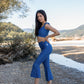 Blue Theresa Flare Capri Workout Pants