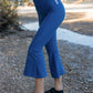 Blue Theresa Flare Capri Workout Pants