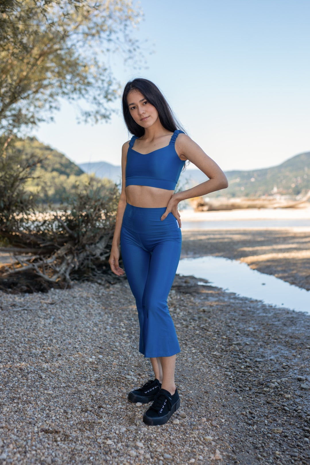 Blue Theresa Flared Activewear Pants