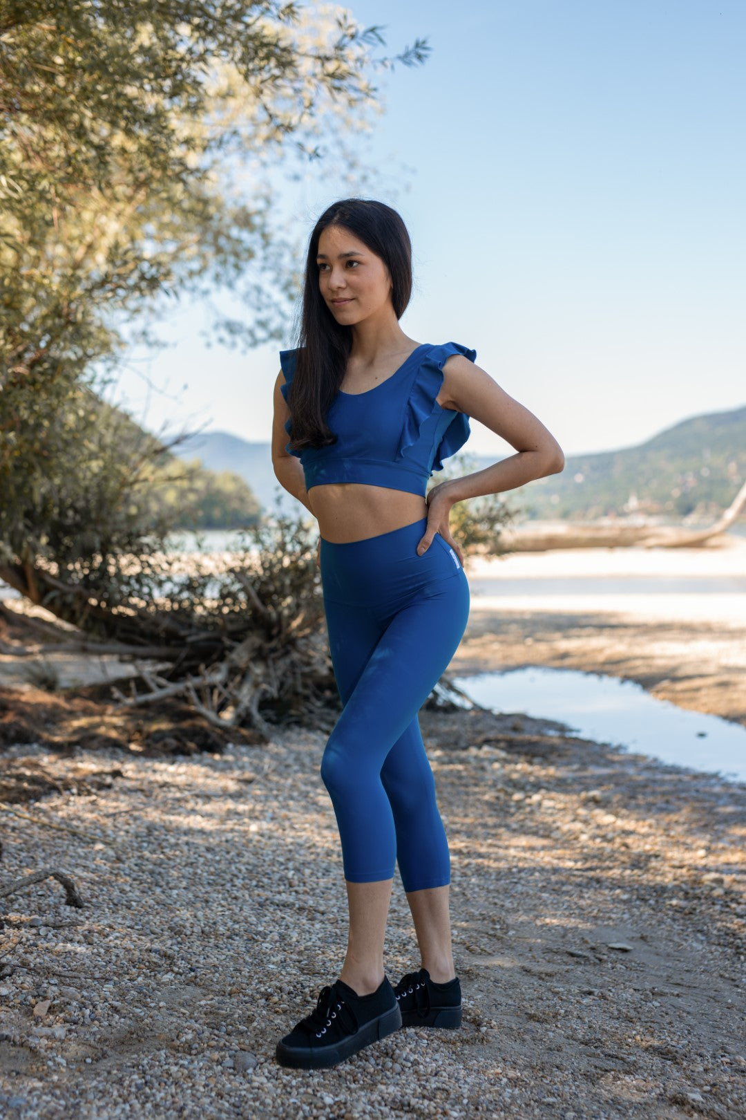 Gym Crop Top Viola Ruffle Crop Top FLÕWY Sustainable Activewear