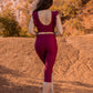 Burgundy Bori capri workout pants