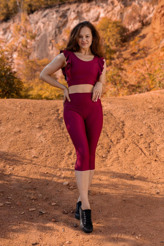 Burgundy Bori Activewear Capris