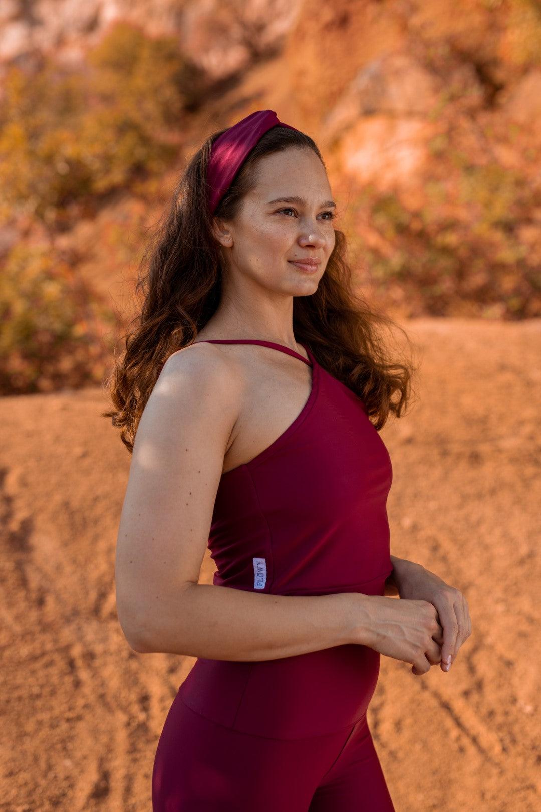 Burgundy Camilla cute workout top