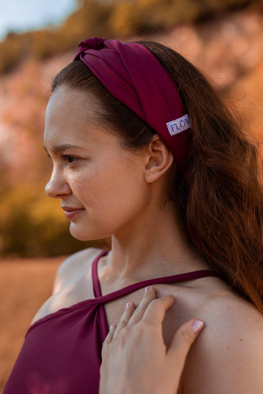 Burgundy Christie headband for women workout