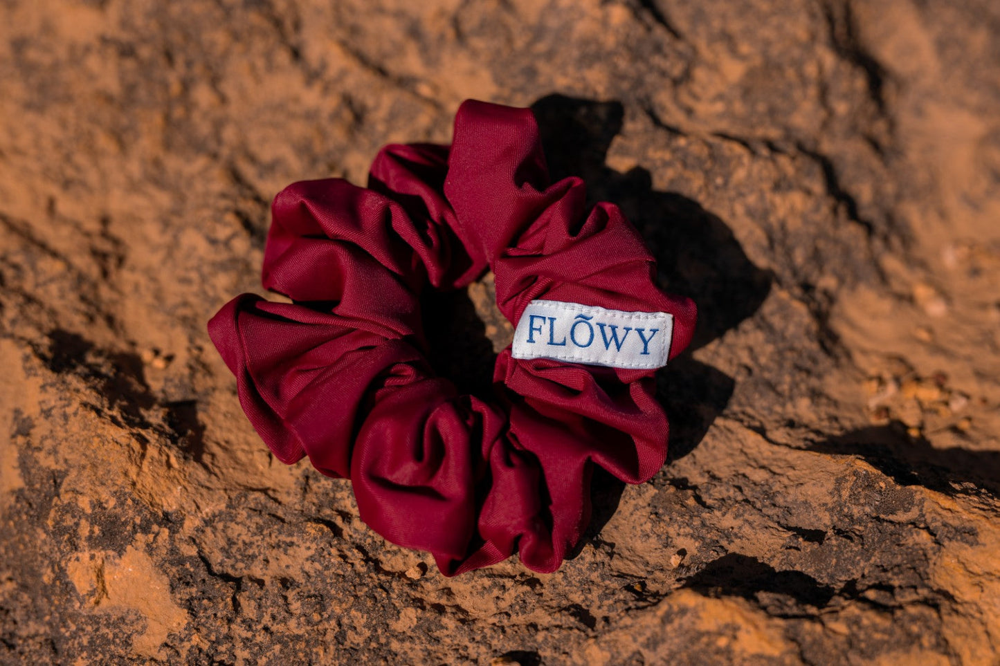 Burgundy Giselle Scrunchie laid out flat