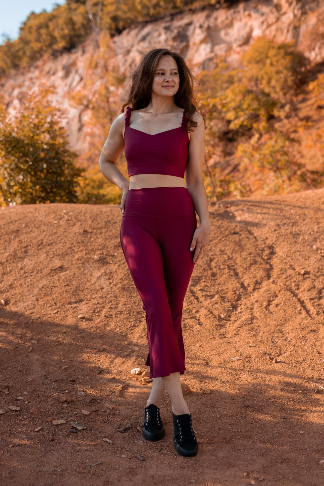 Burgundy Rosa gym wear crop top