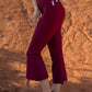 Burgundy Theresa Flare Capri Workout Pants