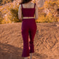 Burgundy Theresa Activewear Flare Pants