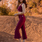 Burgundy Theresa Flare Capri Workout Pants