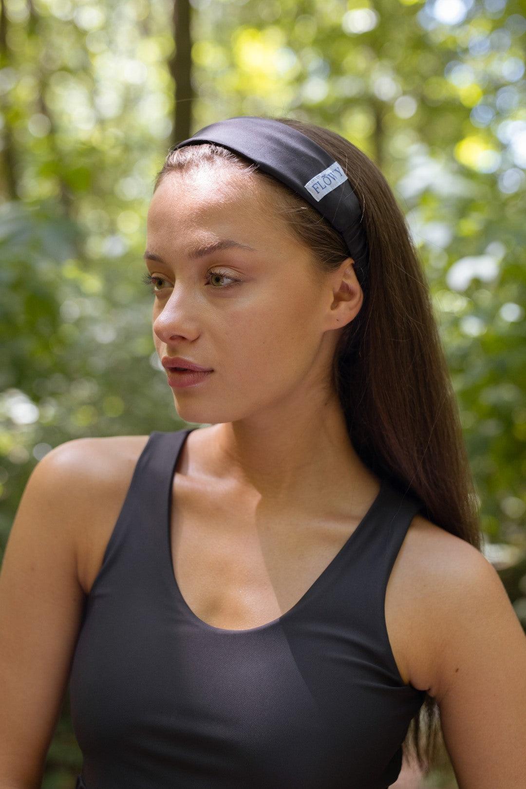 Gray Christie headband for gym female