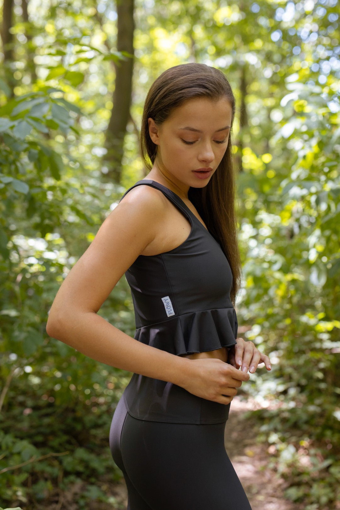 Gray Cornelia Peplum Gym Crop Top