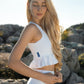 White Cornelia Peplum Gym Crop Top